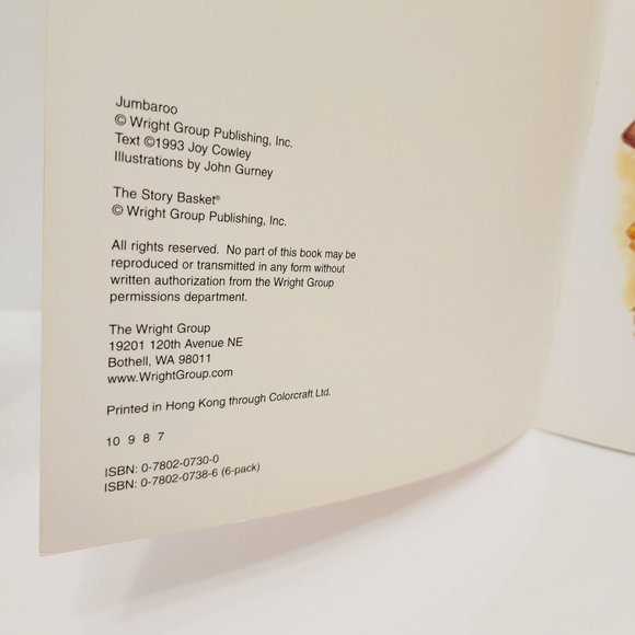 Vtg 1993 The Jumbaroo by Joy Cowley Wright Group Pub PB Colorful - Picture 2 of 4